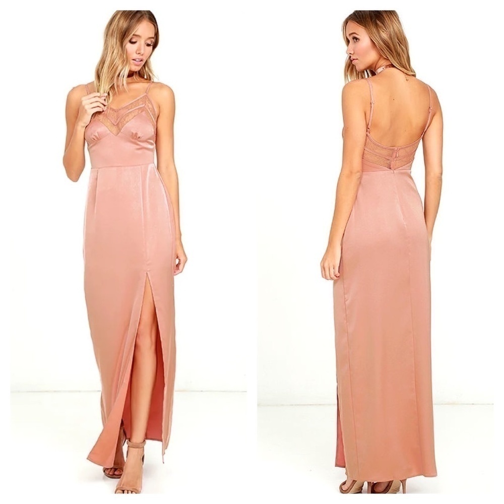 NBD Daisy Blush Lace Maxi Dress NEW NWT Size Large